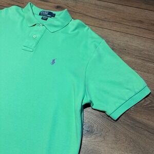 Vintage Polo Ralph Lauren Lime Green Short Sleeve Polo Shirt Mens Large‎